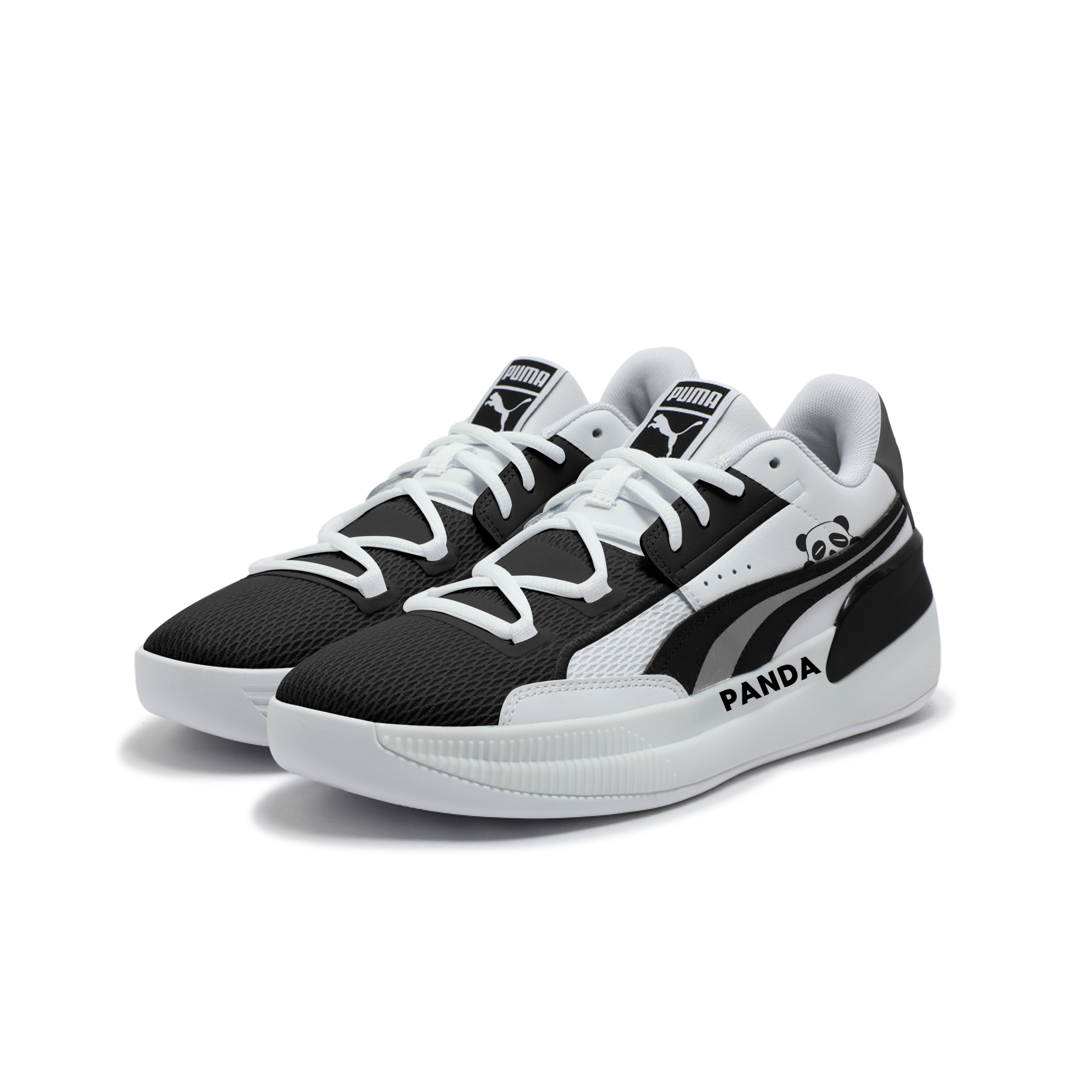 PUMA Clyde Hardwood Team Abrasion Resistant Low top Basketball Shoes Unisex Black White
