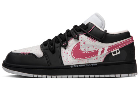 Jordan Air Jordan 1 Heartbeat Project Box Abrasion Resistant Low top Vintage Basketball Shoes Women’s Black Pink