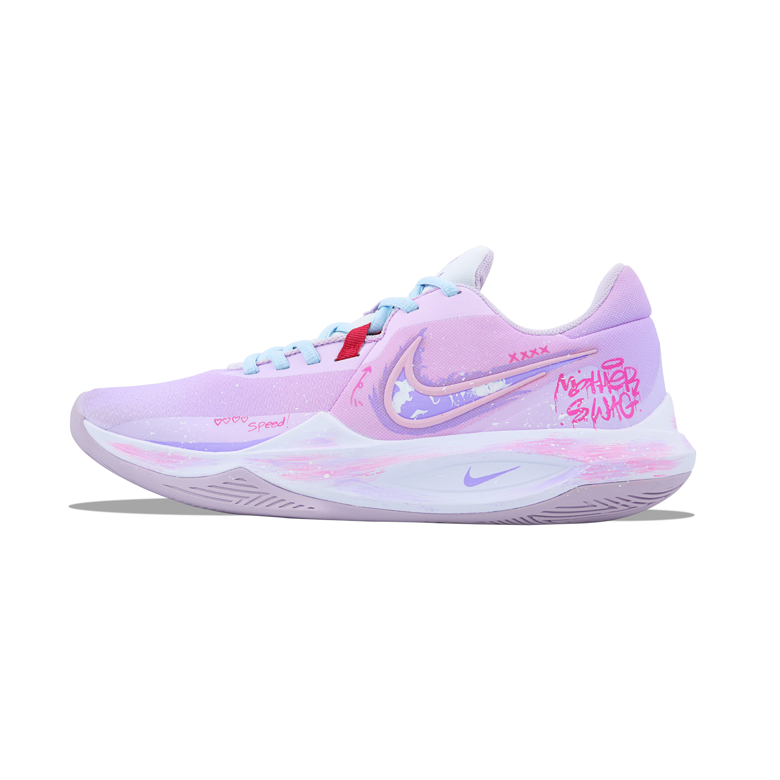 Nike Precision 6 Zhinuyuxia Mesh Abrasion Resistant Coverage Low top Basketball Shoes Men's Purple Pink
