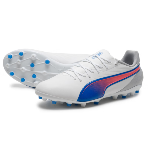 PUMA KING MATCH MG Multi Ground Artificial Turf Soccer Shoes Men’s White Blue