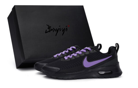 Nike Air Max 1 Slip Resistant Abrasion Resistant Low top Running Shoes Unisex Black Purple