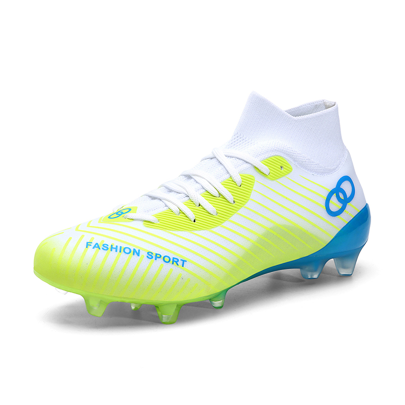 TONYBEAR Soccer Shoes Unisex Mid Top Neon Green/Aqua/Pink/Black Gold