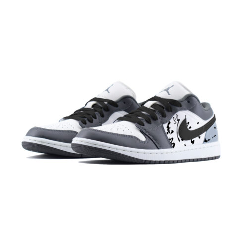 Jordan Air Jordan 1 Low Abrasion Resistant Low top Vintage Basketball Shoes Unisex Black Gray