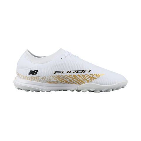 New Balance Furon V8 TF Turf Abrasion Resistant Breathable Coverage Soccer Shoes Unisex White Gold Black