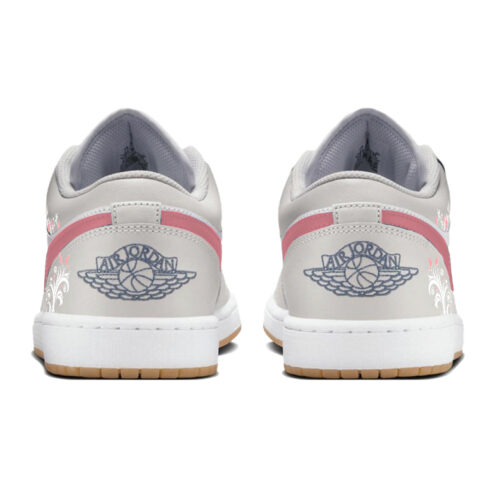 Jordan Air Jordan 1 Slip Resistant Abrasion Resistant Low top Vintage Basketball Shoes Unisex Gray Pink