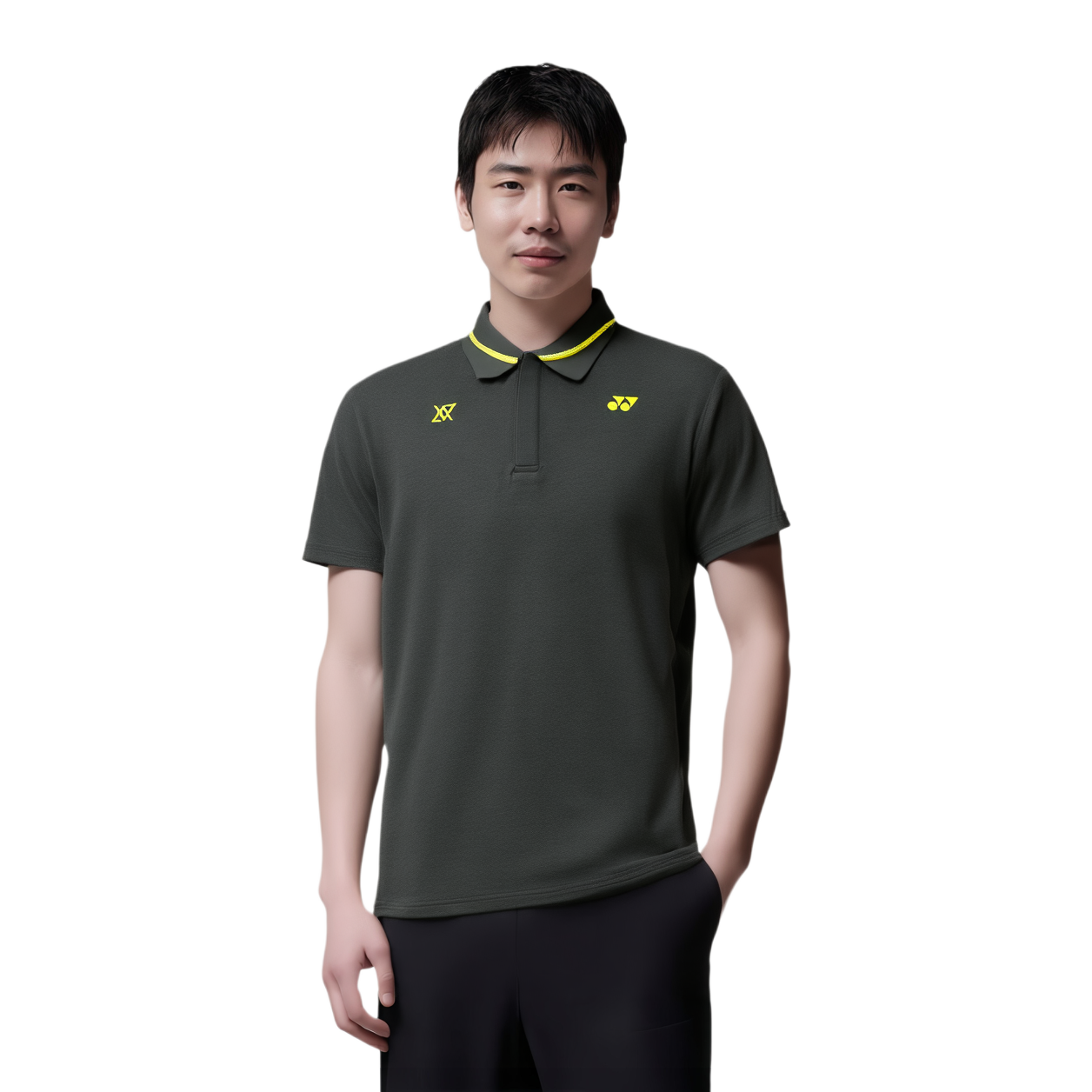 YONEX Badminton Jerseys Unisex Steel Gray Polo Collar Moderate