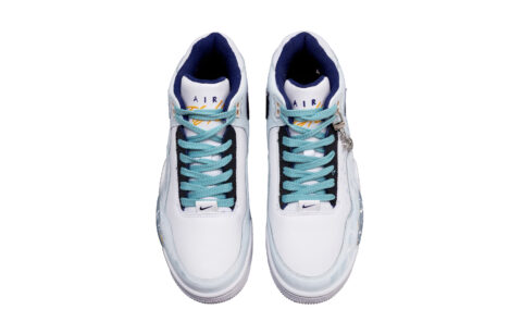 Nike Flight Legacy Star Floral Slip Resistant Coverage Support Mid top Vintage Basketball Shoes Men’s Light Blue