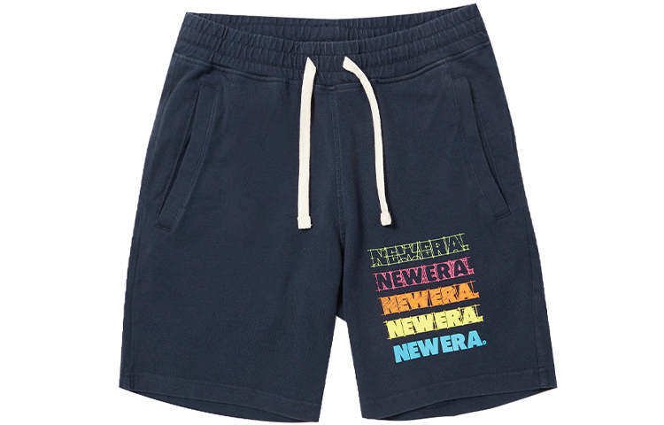 New Era Letter Pattern Sports Shorts Unisex Dark Blue