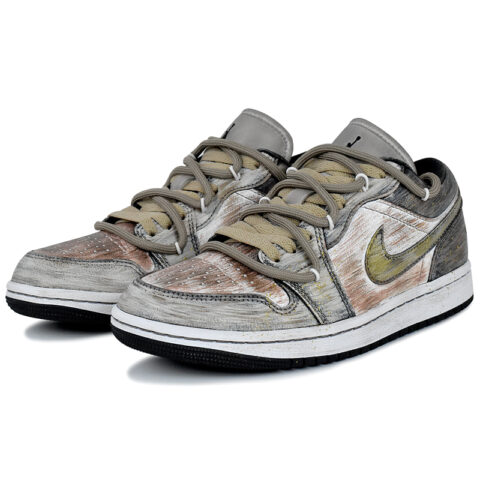 Jordan Air Jordan 1 Abrasion Resistant Low top Vintage Basketball Shoes Women’s Brown Yellow