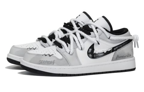 Jordan Air Jordan 1 Shy Leather Cushioning Low top Vintage Basketball Shoes Unisex Gray White