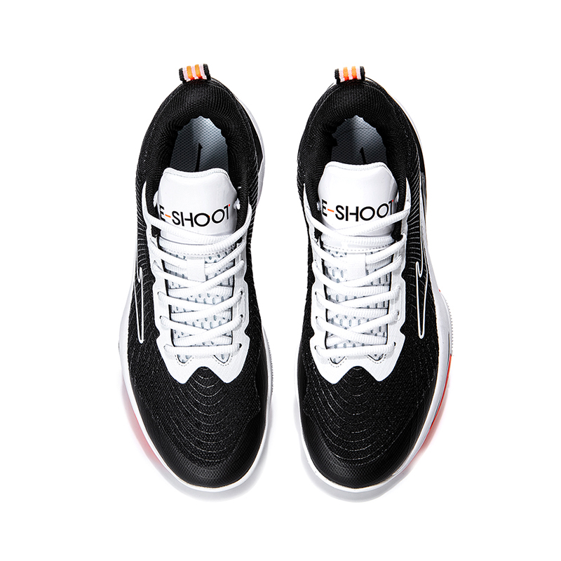 Erke Cushioning Slip Resistant Abrasion Resistant Low top Basketball Shoes Men’s Black White
