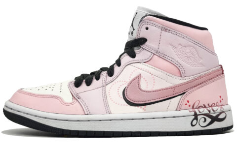 Jordan Air Jordan 1 Abrasion Resistant Abrasion Resistant Mid top Vintage Basketball Shoes Women’s Love Pink