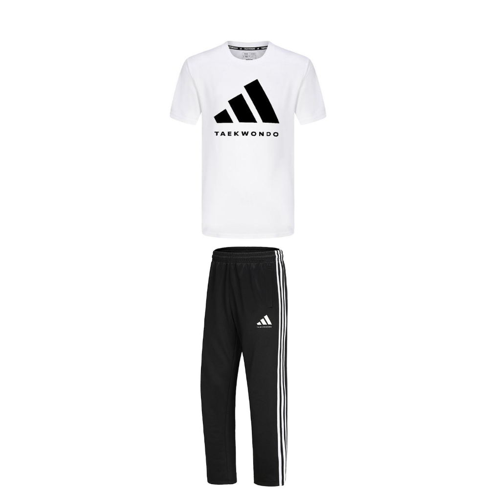 Adidas Taekwondo Casual Sportswear Unisex Set White Black+Black