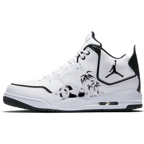 Jordan Courtside 23 Cushioning Slip Resistant Mid top Vintage Basketball Shoes Men’s White Black