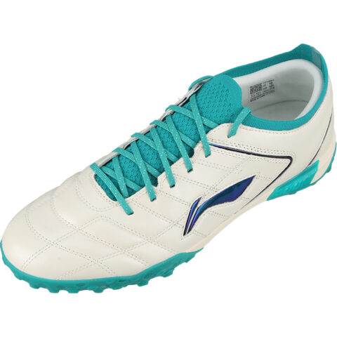 Li Ning Slip Resistant TF Turf Artificial Turf Abrasion Resistant Soccer Shoes Unisex White Green