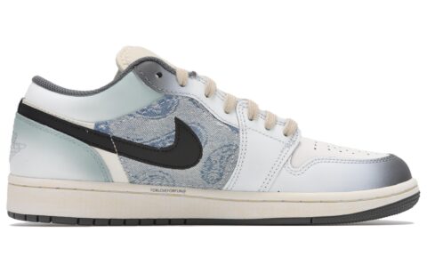 Jordan Air Jordan 1 Abrasion Resistant Low top Vintage Basketball Shoes Unisex White Blue