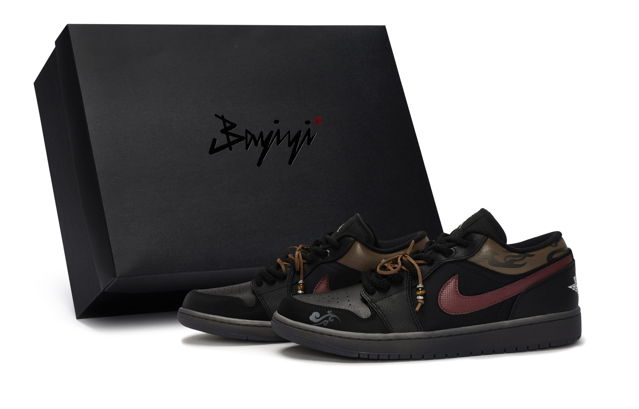 Jordan Air Jordan 1 Vintage Basketball Shoes Unisex Low Top Black/Red/Brown
