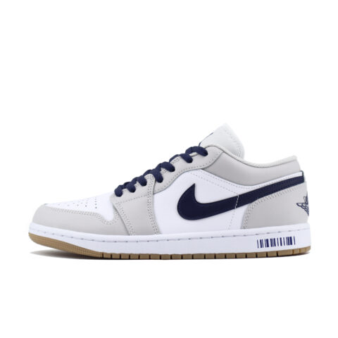 Jordan Air Jordan 1 Cushioning Slip Resistant Low top Vintage Basketball Shoes Unisex White Gray