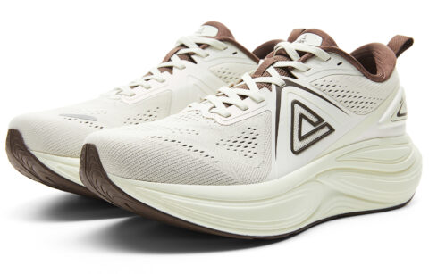 PEAK Cushioning Slip Resistant Rebound Low top Running Shoes Men’s Canvas White Brown
