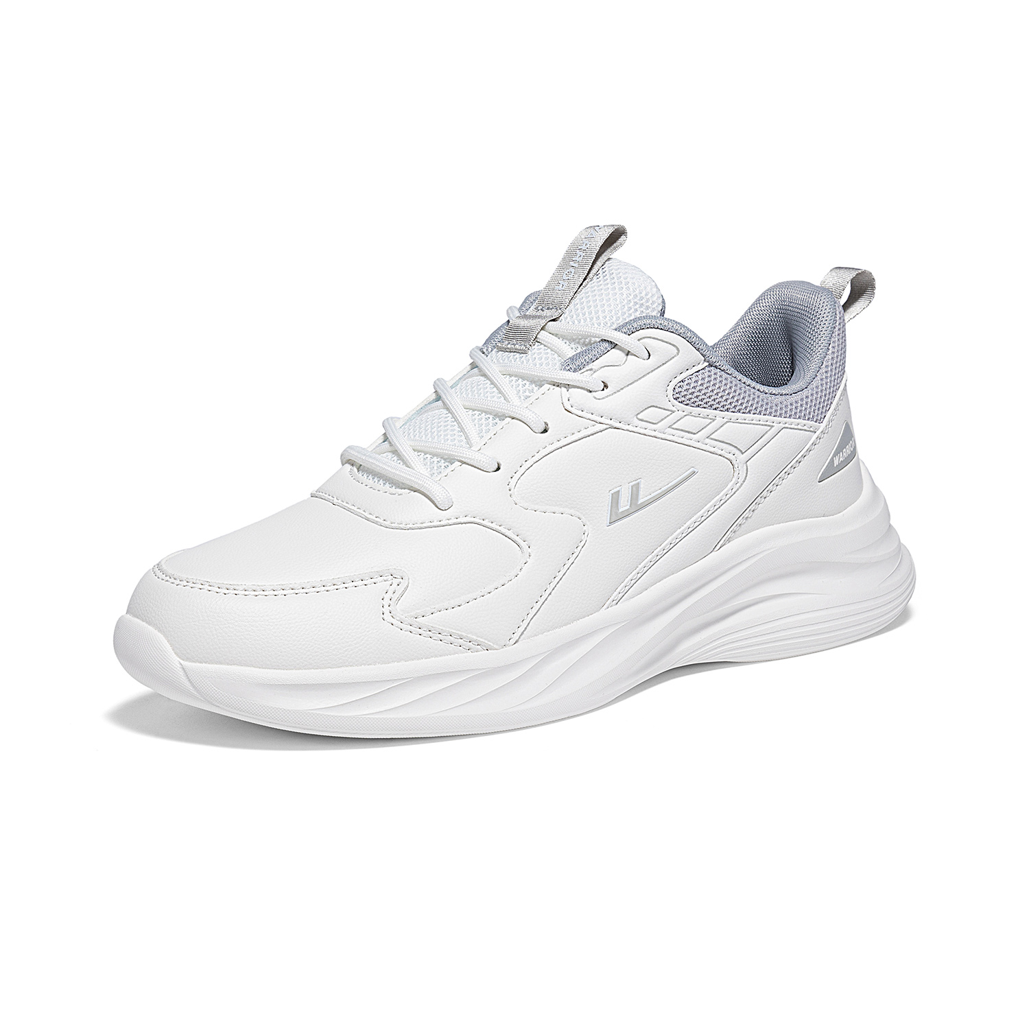 Warrior Cushioning Height Increasing Abrasion Resistant Low top Running Shoes Unisex White Gray