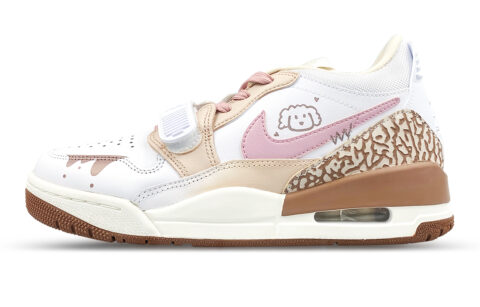 Jordan Legacy 312 Slip Resistant Low top Vintage Basketball Shoes Women’s White Brown Pink