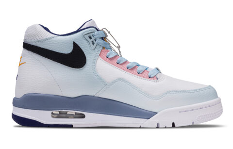 Nike Flight Legacy Heartbeat Story Abrasion Resistant Mid top Vintage Basketball Shoes Men’s White Blue Pink