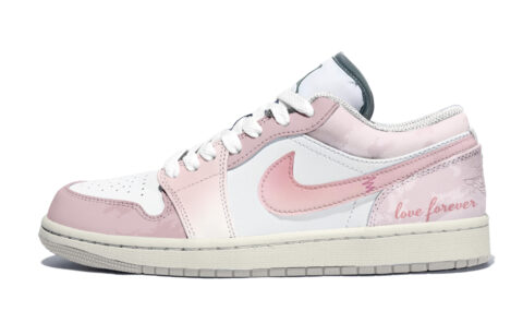 Jordan Air Jordan 1 Slip Resistant Abrasion Resistant Low top Vintage Basketball Shoes Unisex Pink