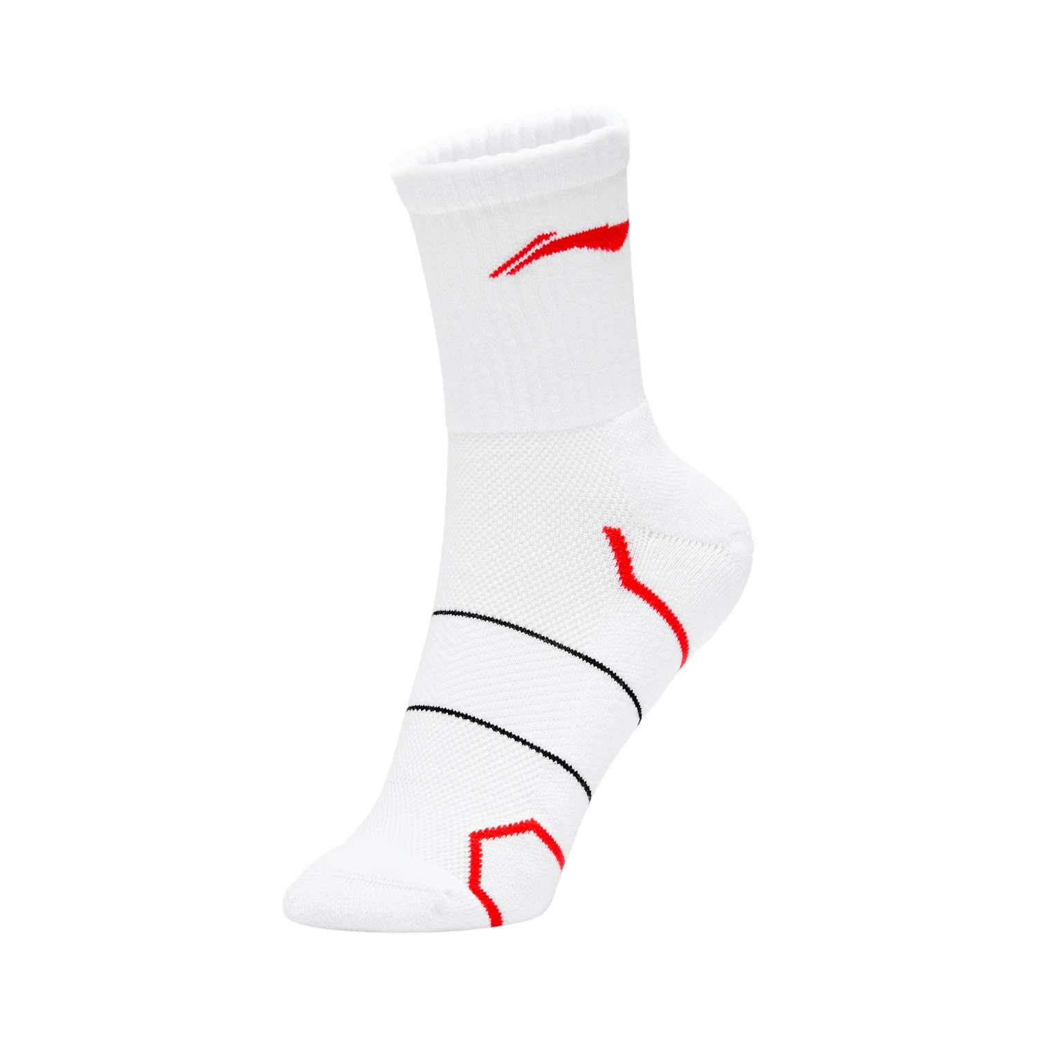 Li Ning Badminton Collection Badminton Socks Men’s 1 Pack White Red