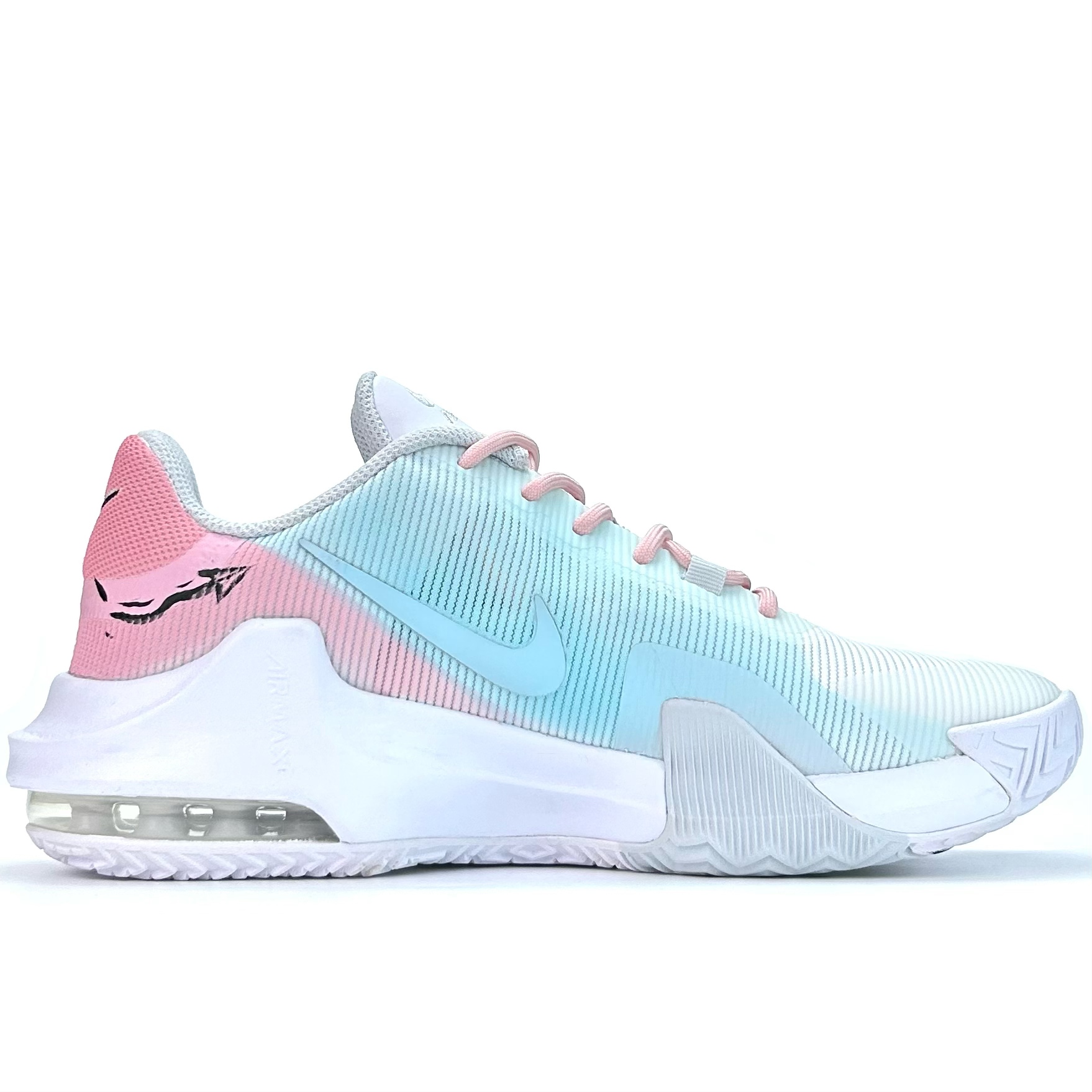 Nike Air Max Impact 4 Basketball Shoes Unisex Mid Top White/Pink/Blue