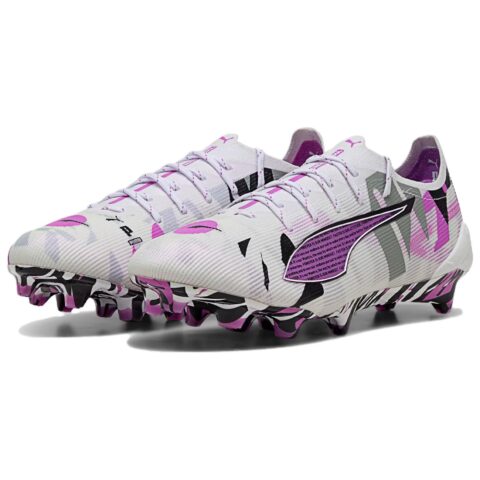 PUMA ULTRA 5 ULTIMATE FG Firm Ground Abrasion Resistant Soccer Shoes Men’s Gray White