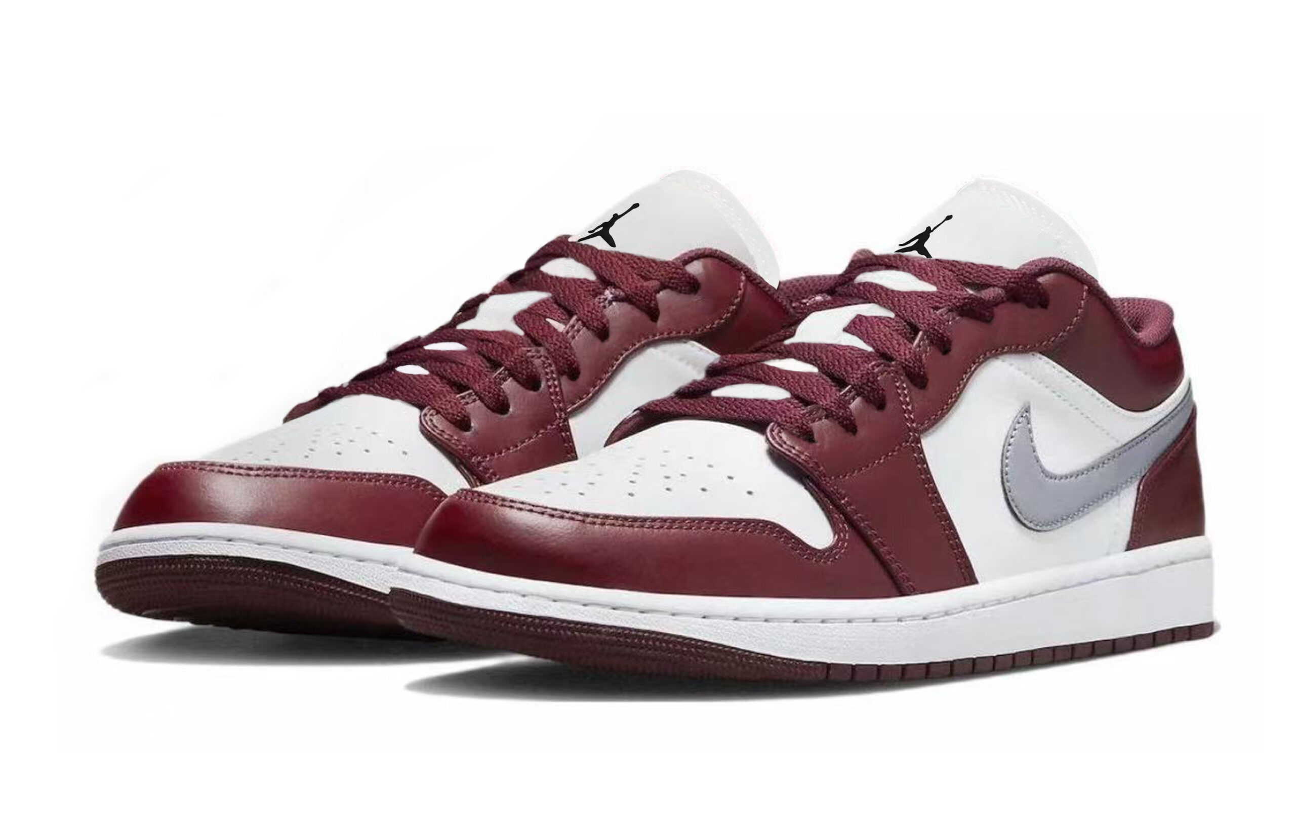 Jordan Air Jordan 1 Slip Resistant Abrasion Resistant Low top Vintage Basketball Shoes Unisex Burgundy