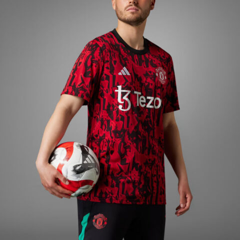 Adidas Manchester United Soccer Jerseys Men’s Red Black Moderate Straight Fit