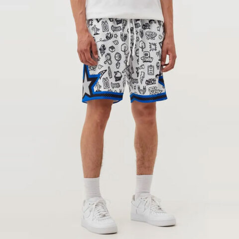 Mitchell Ness Basketball Shorts Men’s White Moderate Straight Fit Pants
