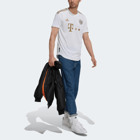 Adidas Bayern Munich Black Soccer Jerseys Men’s White Moderate Straight Fit