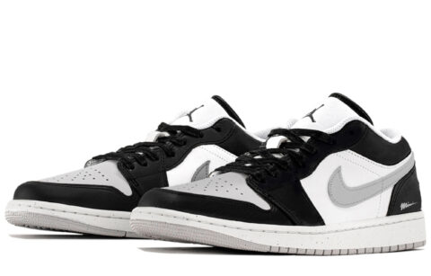 Jordan Air Jordan 1 Abrasion Resistant Low top Vintage Basketball Shoes Unisex Black Gray
