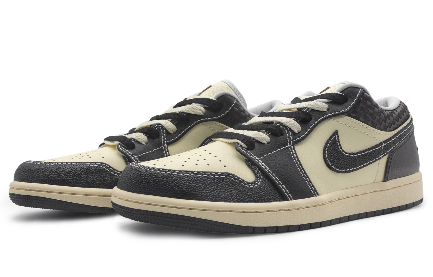 Jordan Air Jordan 1 Leather Slip Resistant Low top Vintage Basketball Shoes Men’s Black Brown