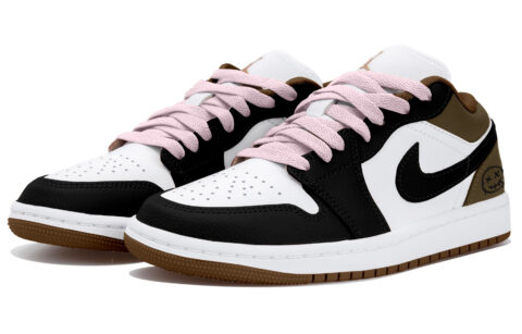 Jordan Air Jordan 1 Low top Vintage Basketball Shoes Women’s Beige Black Beige