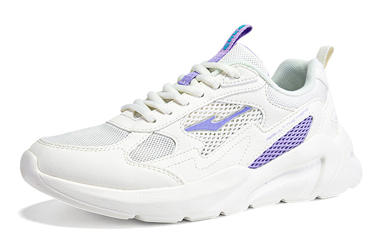 Erke Comfortable Cushioning Slip Resistant Breathable Low top Running Shoes Women’s White Purple