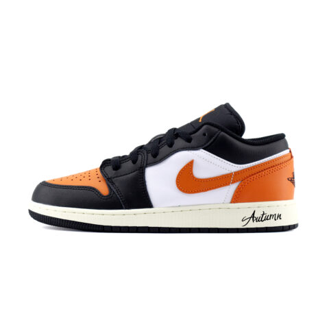 Jordan Air Jordan 1 Low Abrasion Resistant Abrasion Resistant Low top Vintage Basketball Shoes Unisex Black Orange