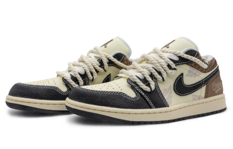 Jordan Air Jordan 1 Slip Resistant Abrasion Resistant Low top Vintage Basketball Shoes Men’s Black
