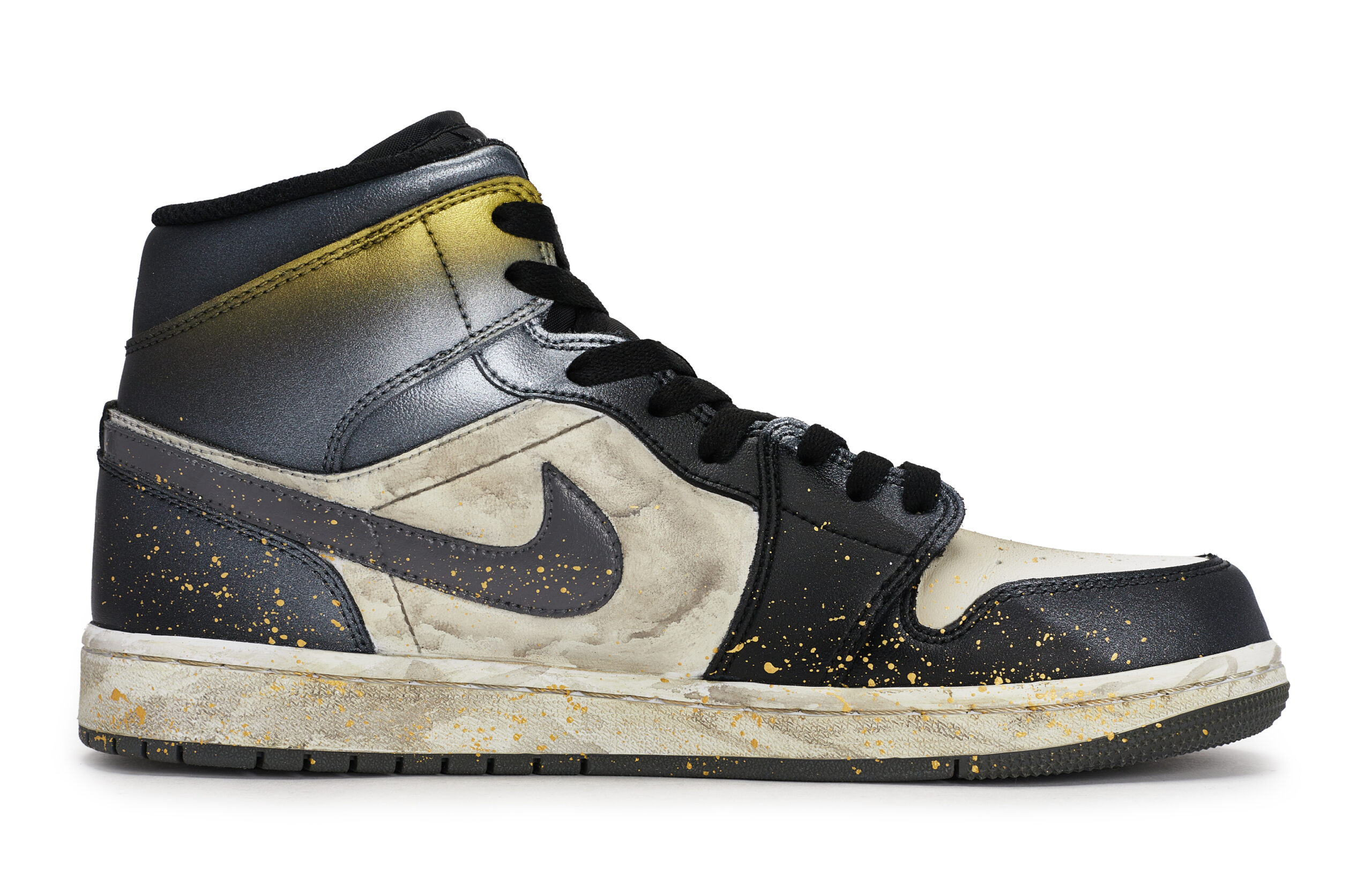 Jordan Air Jordan 1 Vintage Basketball Shoes Unisex Mid Top Black/White/Gray/Gold/Silver