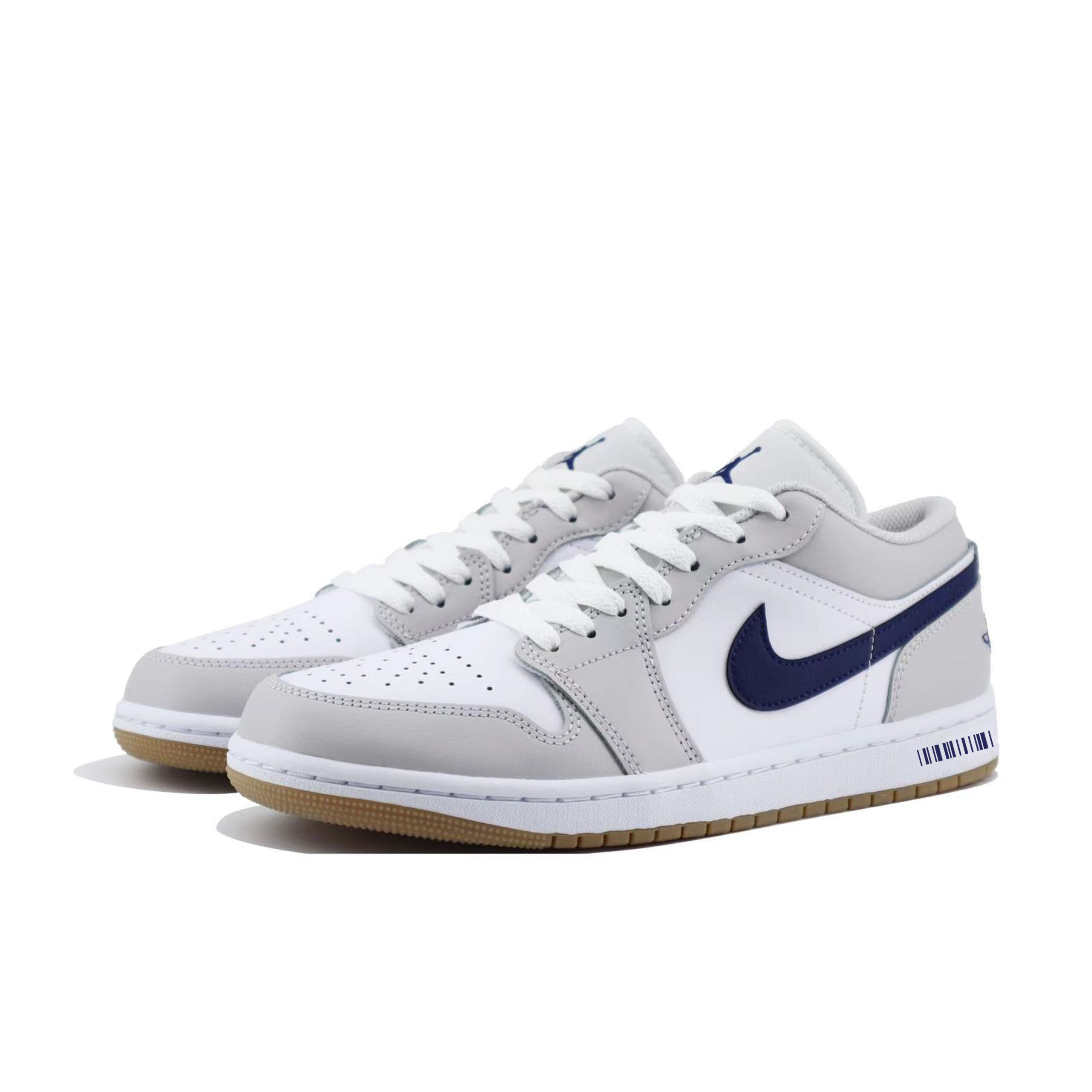 Jordan Air Jordan 1 Slip Resistant Cushioning Low top Vintage Basketball Shoes Unisex White Gray