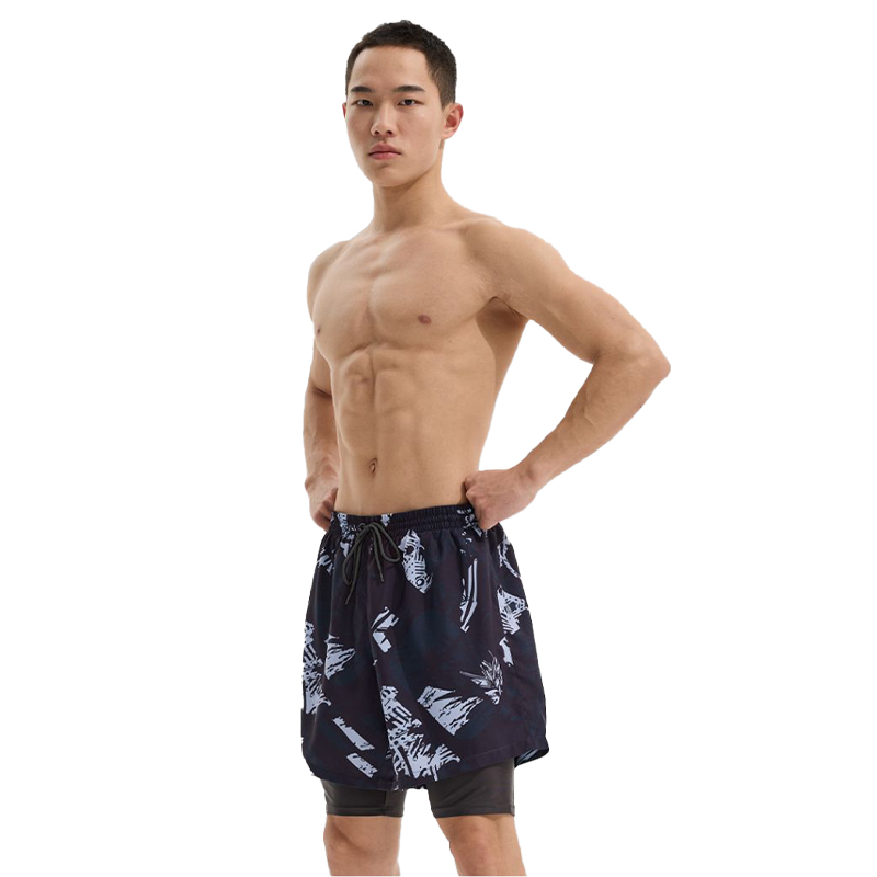 Li Ning Swimming Shorts Men’s Black Dual Purpose Pants Special Offer Moderate Mid Length Swim Shorts