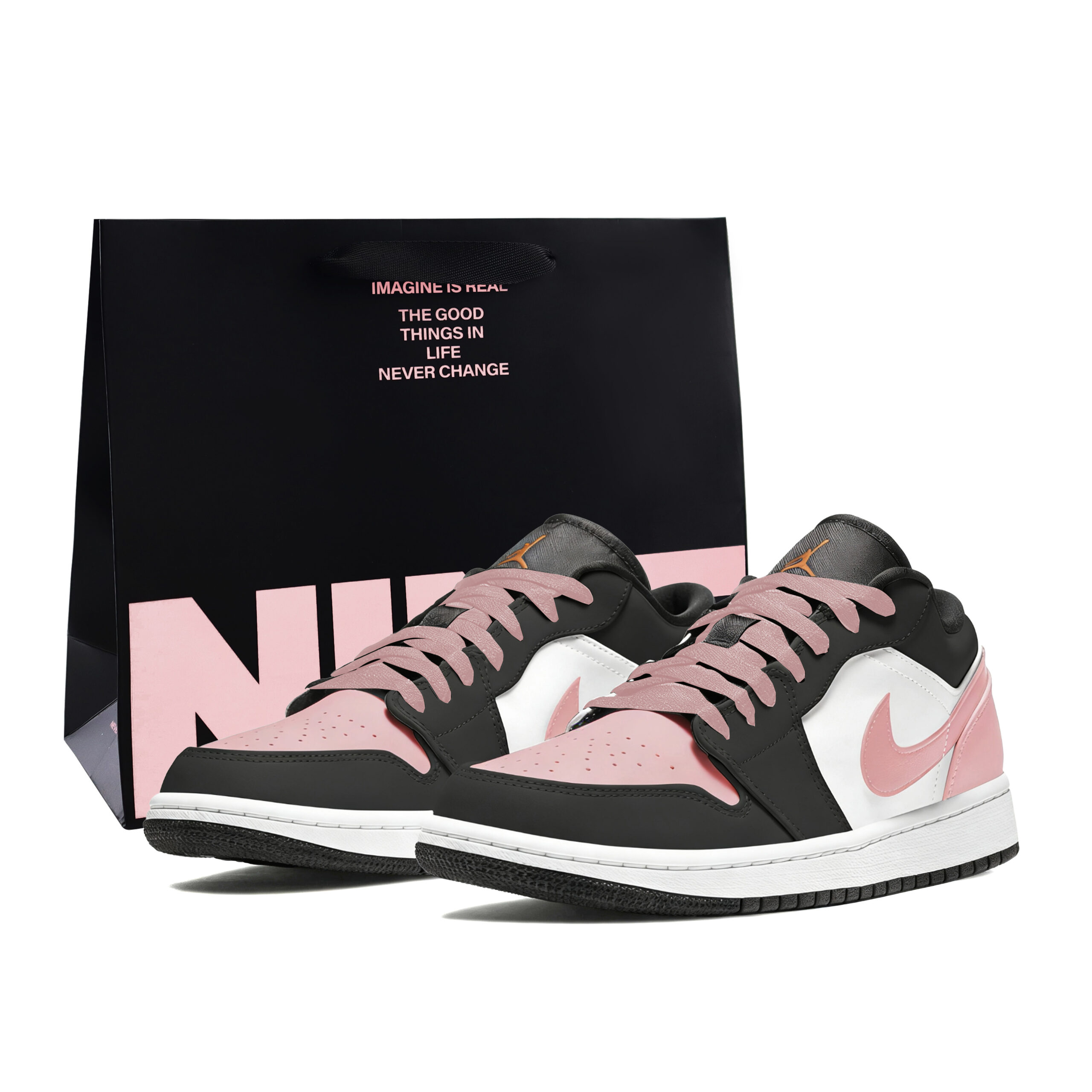 Jordan Air Jordan 1 Slip Resistant Abrasion Resistant Low top Vintage Basketball Shoes Unisex Pink