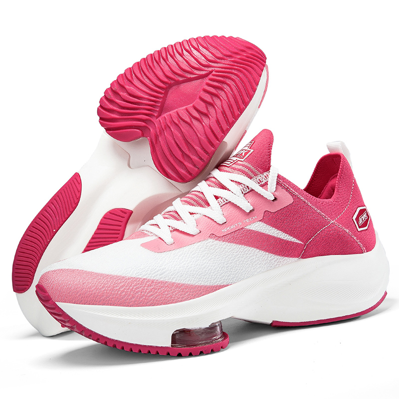 JINLAIKE Cushioning Abrasion Resistant Coverage Low top Air Cushion Casual Running Shoes Unisex White Pink