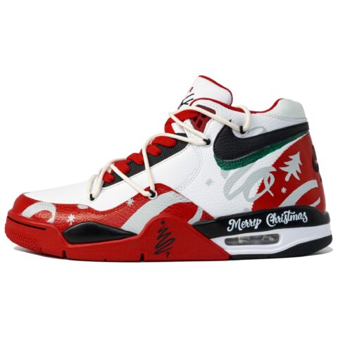 Nike Flight Legacy Slip Resistant Abrasion Resistant Mid top Vintage Basketball Shoes Men’s White