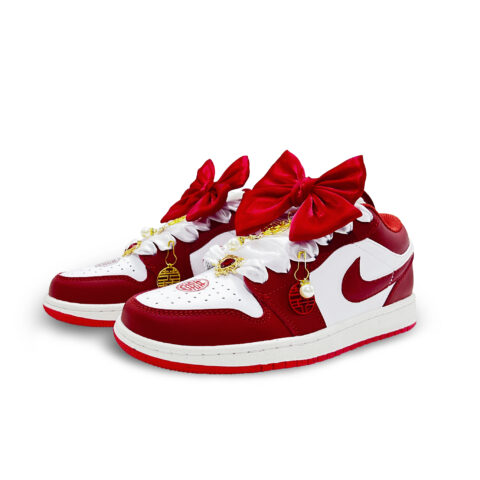Jordan Air Jordan 1 Slip Resistant Abrasion Resistant Low top Vintage Basketball Shoes Unisex Red