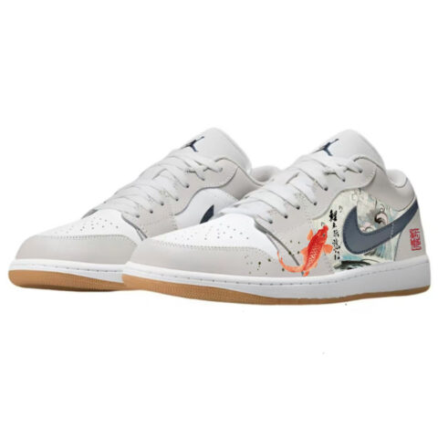 Jordan Air Jordan 1 Slip Resistant Abrasion Resistant Low top Vintage Basketball Shoes Unisex White