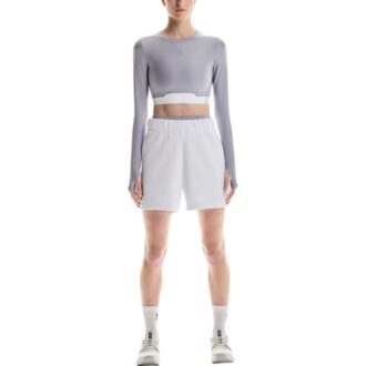 On train long- sleeved crop top