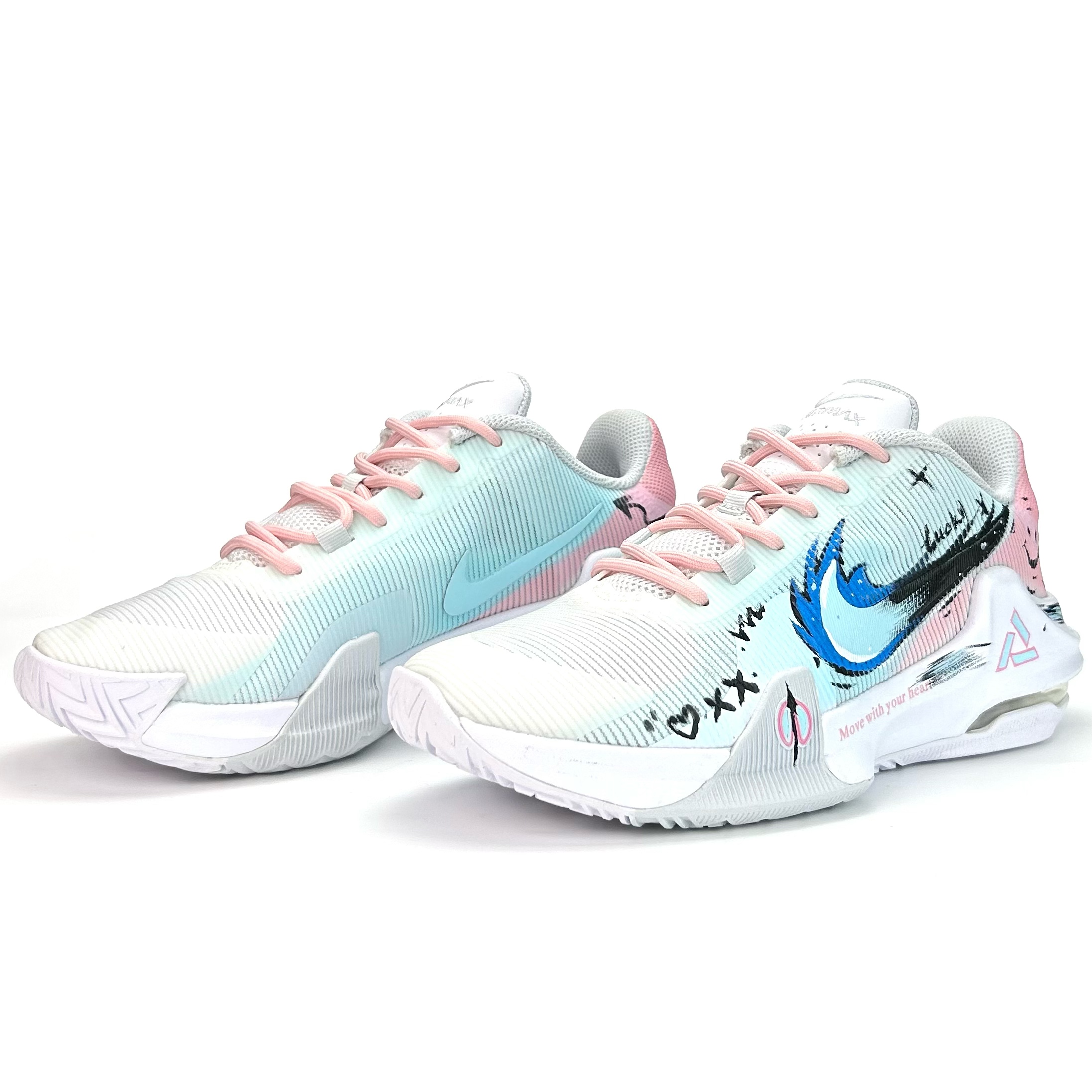 Nike Air Max Impact 4 Basketball Shoes Unisex Mid Top White/Pink/Blue